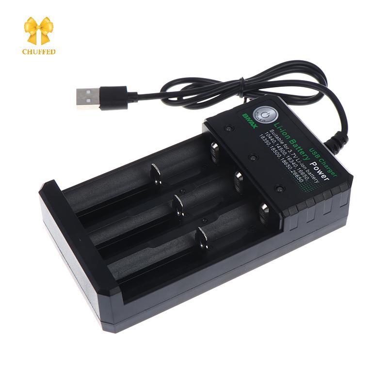 [Chuffed-t] Bộ sạc pin Li-ion 3 khe 18650 Bộ sạc USB Bộ sạc pin Li-ion có thể sạc lại cho pin 18650 