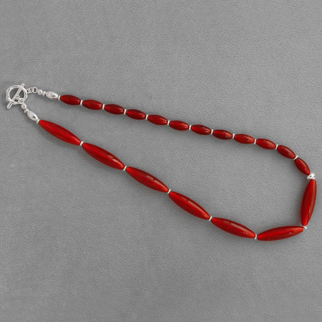 Summer Red Agate Beaded Necklace Simple Retro Versatile Red Agate Beaded Collarbone Chain