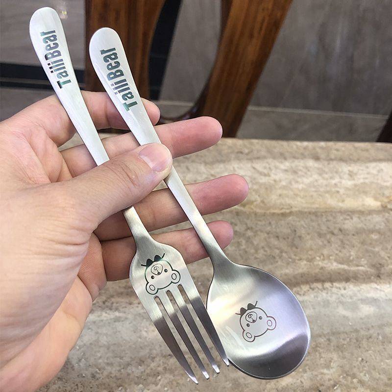 Good-looking 304 Stainless Steel Children Spoon Knife and Fork Cute Cartoon Fork Set X299