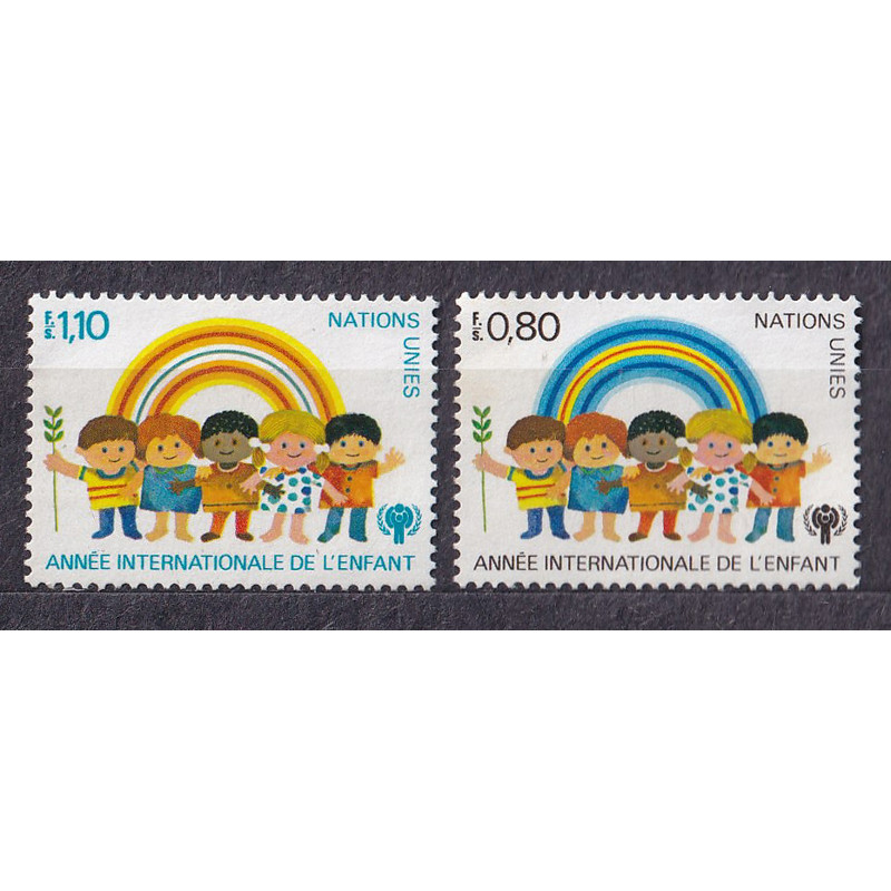 Bộ 2 Tem Liên Hợp Quốc - Năm Quốc Tế Thiếu Nhi | United Nations - International Year of the Children