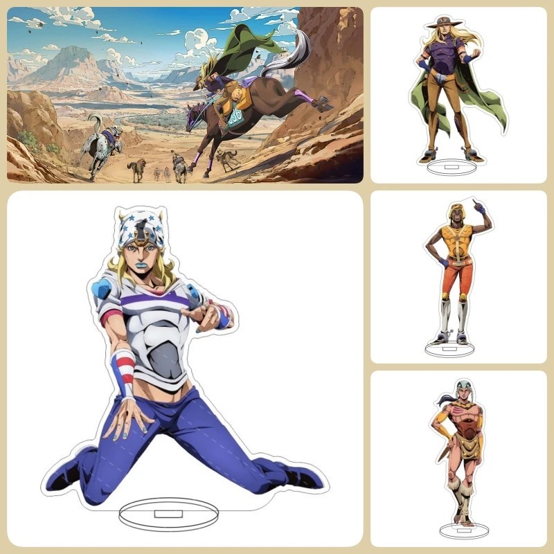 Standee Anime JoJo Bizarre Adventure Steel Ball Run Mô Hình Acrylic Gyro Zeppeli Johnny Joestar Tran