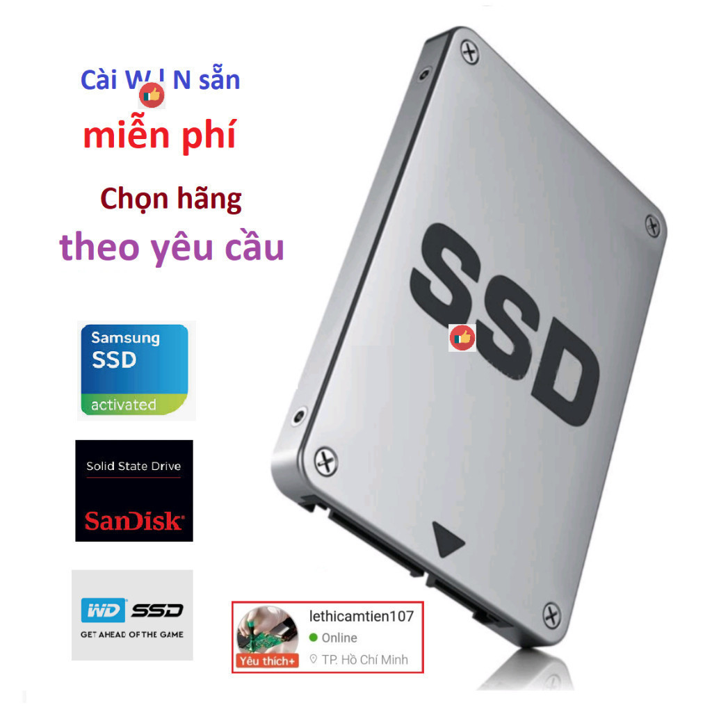 BH 12 tháng SSD cũ 120GB cài sẵn ổ cứng ssd laptop pc 120G samsung intel sandisk adata kingston wd