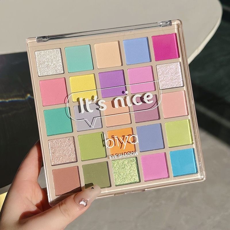 Biya Biya Biya Macaron 25 Màu Phấn Mắt Bảng Nữ Dopamine Ngọc Trai Lấp Lánh Cam Màu Nâu Sân Khấu Tran