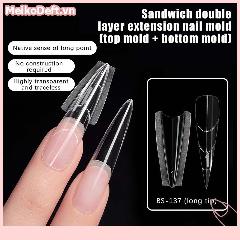 MeikoDeft Sandwich Dual Nail Forms 240 chiếc 15size Extensions-Dual Forms Quan Tài Hạnh Nhân Móng Ta