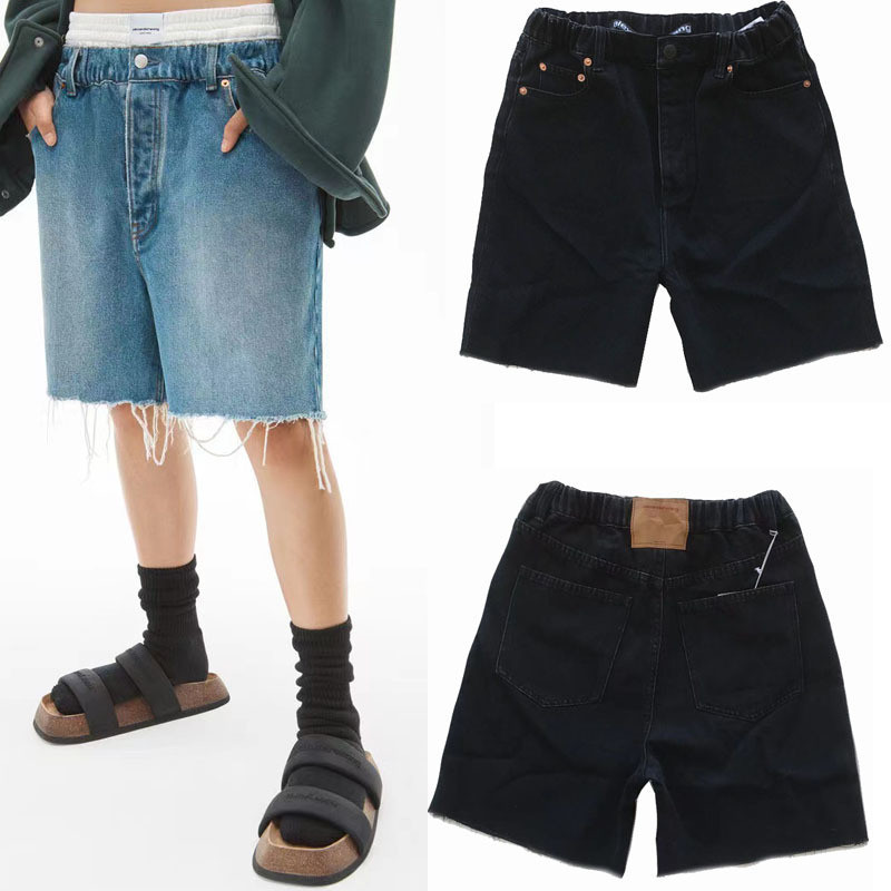 AW Elastic Waist Casual Super Versatile Shorts Women's Cotton Straight Denim Shorts