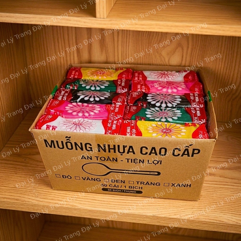 ( COMBO 2500 ) Muỗng nhựa Trà Sữa dùng 1 lần LOẠI CỨNG CÁP - KHÔNG GIÒN BÉN _ GIÁ XƯỞNG