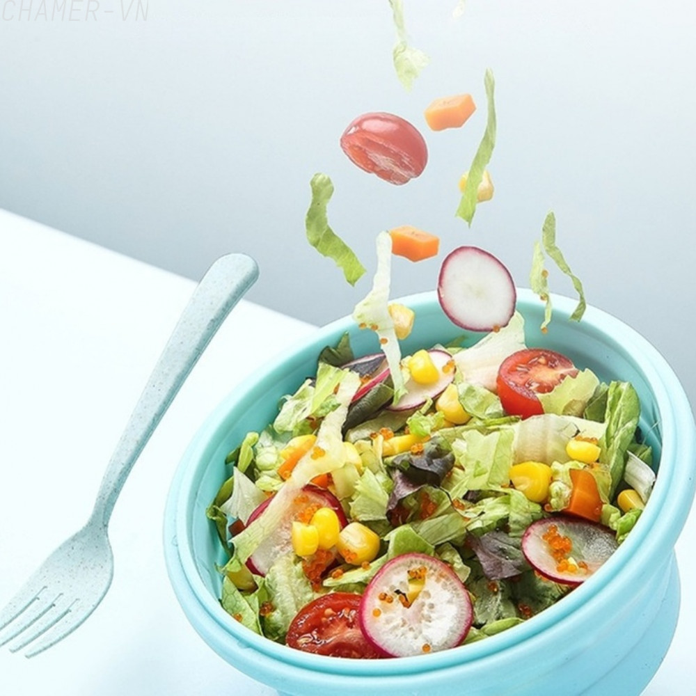 【CHAMER】Foldable Silicone Lunch Box Set Microwave Safe Round Food-Storage Container【HomeLiving】