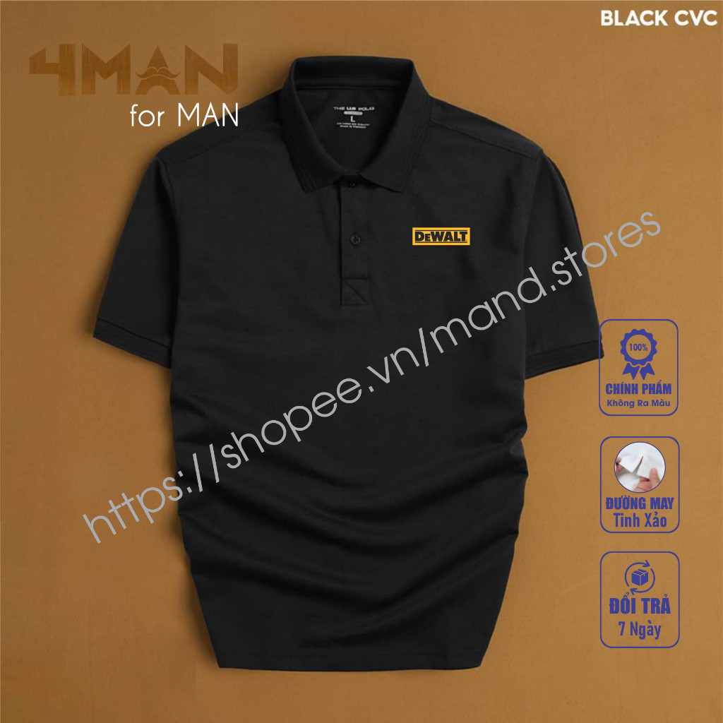 Áo thun DeWALT Polo-CVC Cá Sấu Vải Dày Mịn Mát-Màu Nhanh-Trăn-4Man