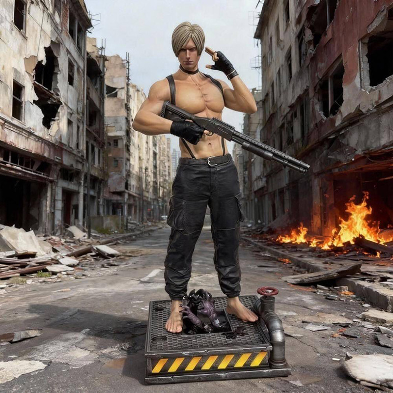 Mô hình tượng quần áo lông thú Resident Evil Leon Scott Kennedy