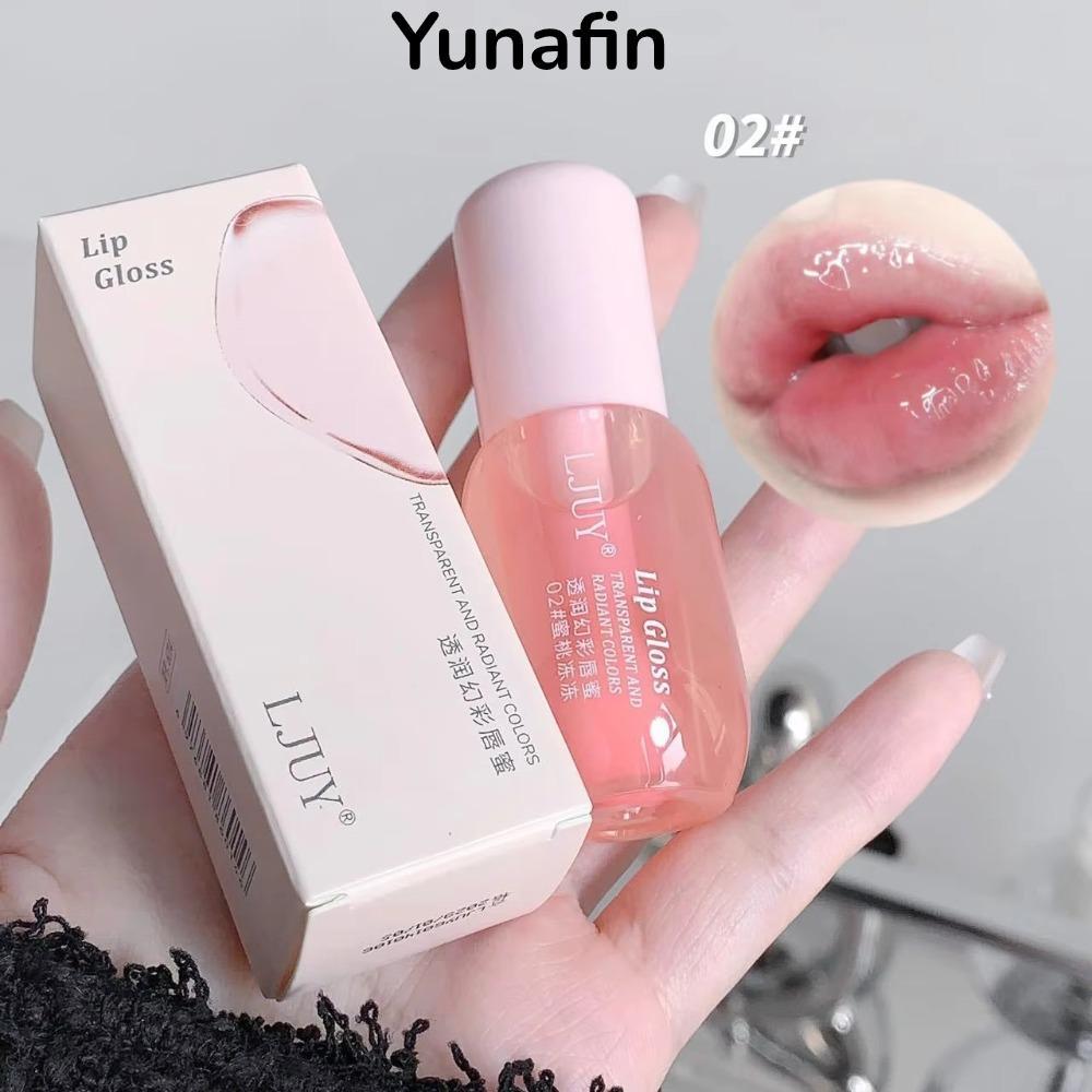 YUNAFIN Lip Serum, Lips Care Hydrating Transparent Fruit Crystal Jelly Lip Oil, Glass Lip Gloss Plum
