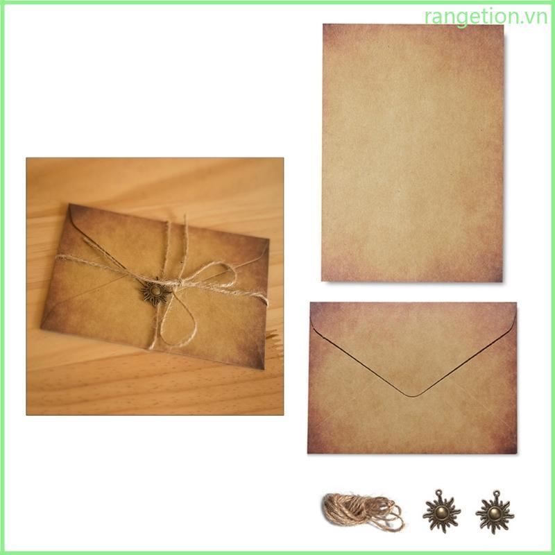 RAN 10 Bộ Vintage Thư Giấy Phong Bì Nhỏ Giấy Cổ Vintage Giấy Và Phong Bì Thư Giấy Phong Bì Packag