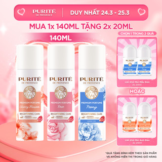 Combo Xịt Khử Mùi Dưỡng Sáng PURITÉ Hương Nước Hoa Cao Cấp Hoa Anh Đào/Hoa Hồng/Mẫu Đơn 140ML và 2 Lăn Khử Mùi 20MLx2