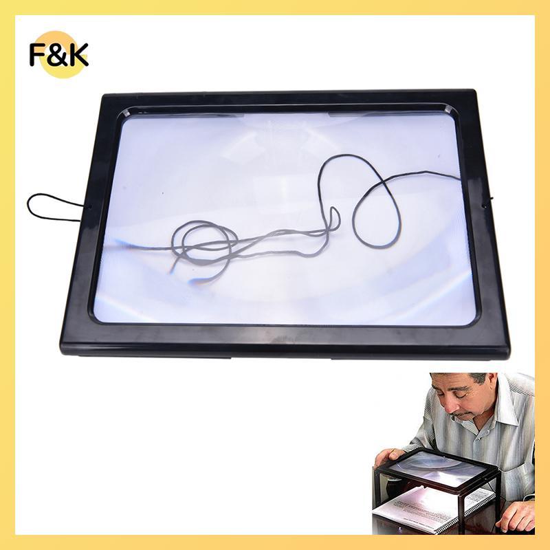 F & K Large A4 Page Hands Free 3x Kính lúp có đèn LED đọc sách,.