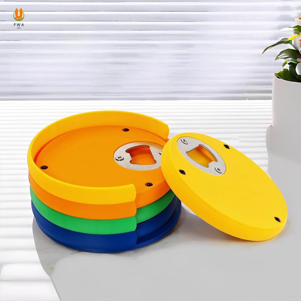 4 Chiếc 2 Trong 1 Di Động Bia Coaster Dụng Cụ Mở Đồ Uống Đế Lót Ly Với Dụng Cụ Mở Bằng Thép Không Gỉ