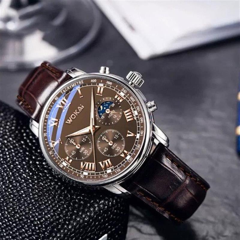 Mới wokai wokai Thắt Lưng Thạch Anh Đồng Hồ Hợp Kim Chống Thấm Nước Đồng Hồ Nam Kinh Doanh Ngoại Thư