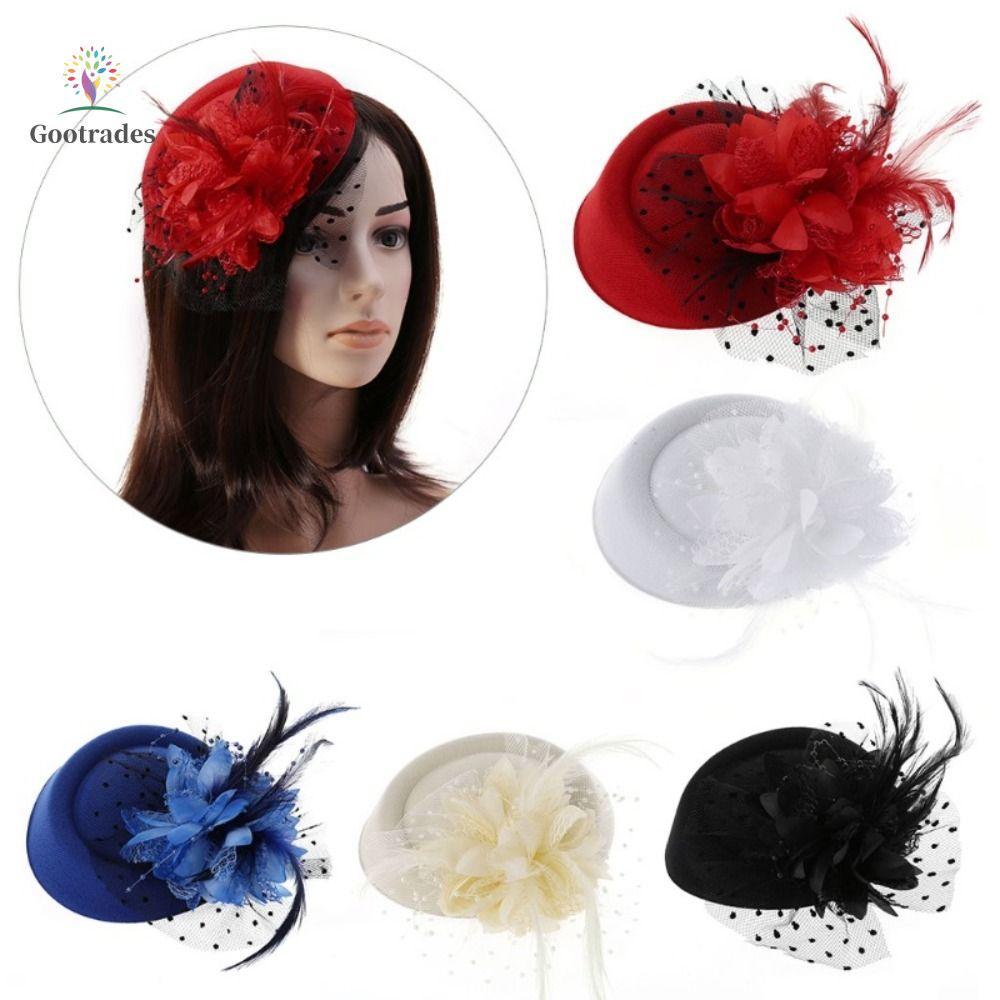 Gootrades GOOTRADES Mũ fascinator kẹp tóc lông vũ và corsage, Thanh lịch cho các sự kiện quan trọng 