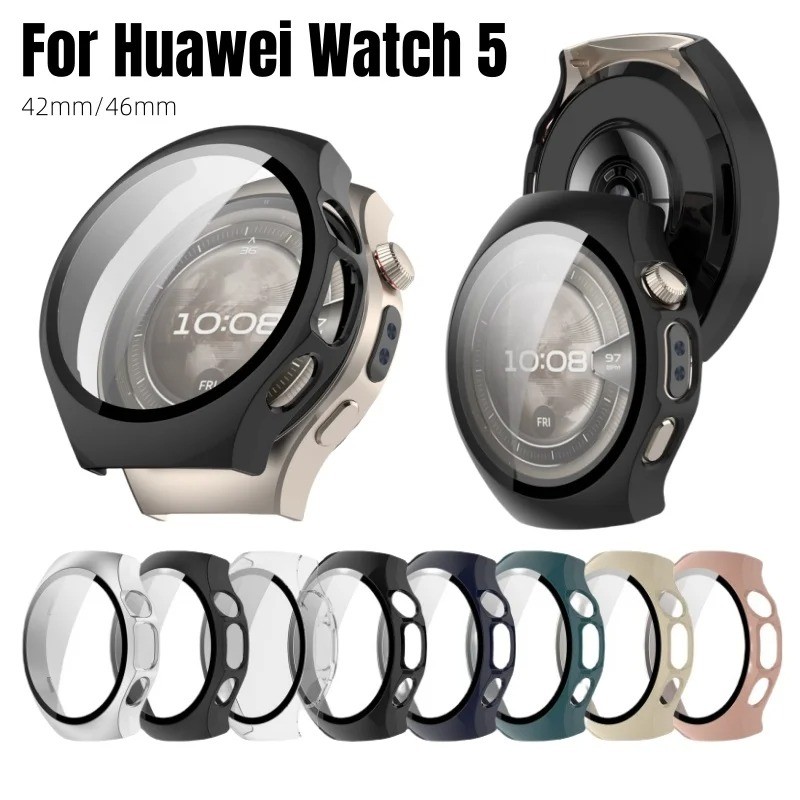 Ốp Đồng Hồ Cho Huawei watch5 PC Case + Kính Cường Lực Bảo Vệ Màn Hình Cho Huawei Watch 5 42mm 46mm V