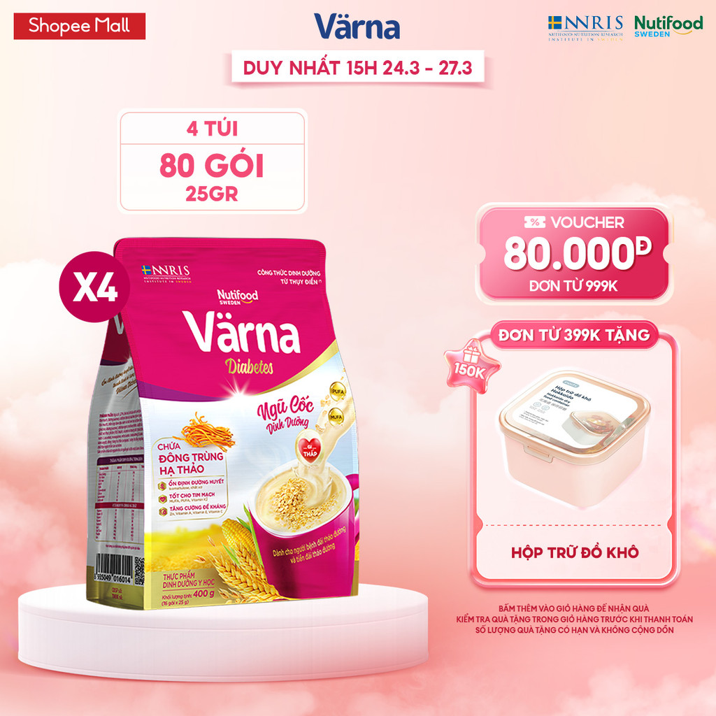 Combo 4 Túi Ngũ Cốc Dinh Dưỡng Varna Diabetes Cho Người Tiểu Đường - Ổn Định Đường Huyết