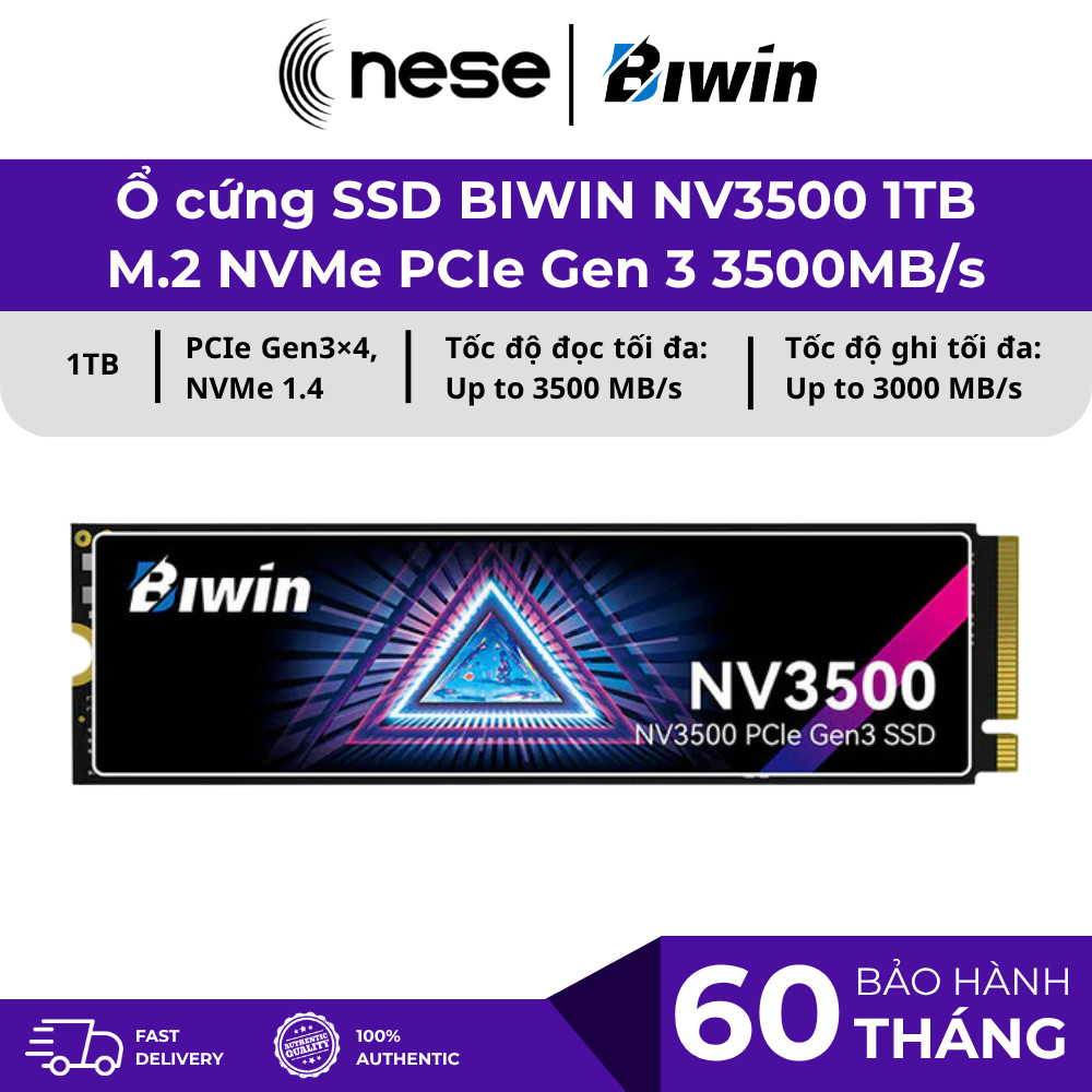 Ổ cứng SSD BIWIN NV3500 1TB M.2 NVMe PCIe Gen 3 3500MB/s chính hãng