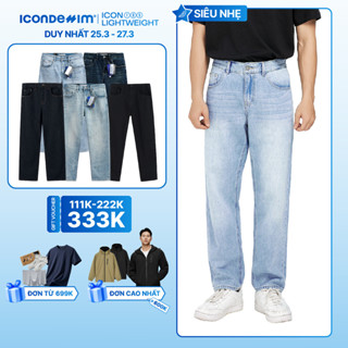 Quần jeans nam ICONDENIM, quần bò ống đứng, dáng suông, công nghệ Lightweight siêu nhẹ, chống nhăn tốt ICON105