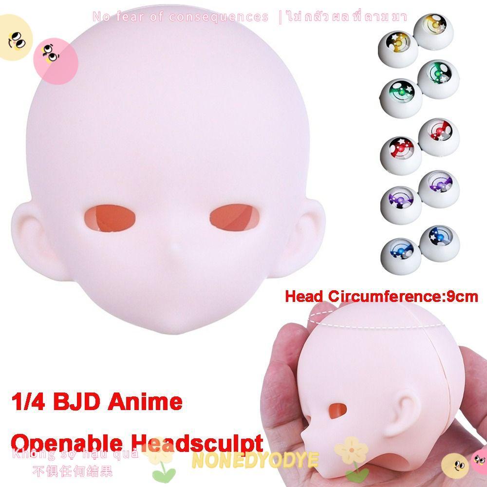 NONEDYODYE 1 / 4 BJD Anime Headsculpting, Anime-Style White Skin Bjd Baby Head, No Makeupable PVC Bj