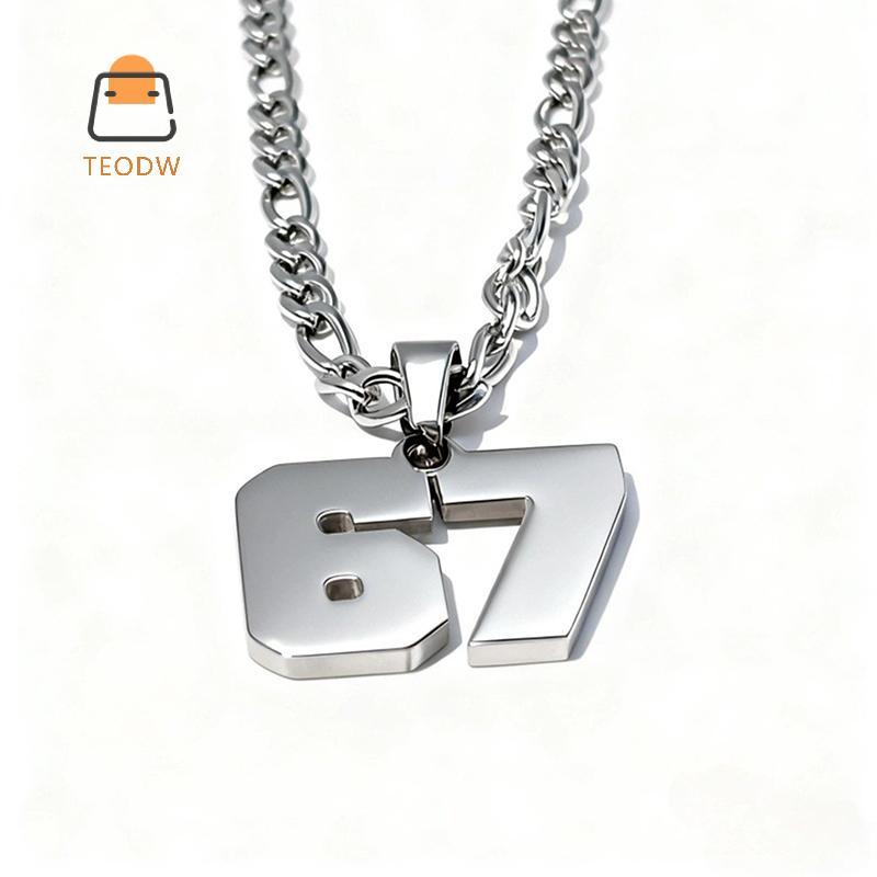 [TeOdw-t] Dây chuyền thép không gỉ tối giản 67 mặt dây chuyền số Nelace dành cho nam giới Luy Number