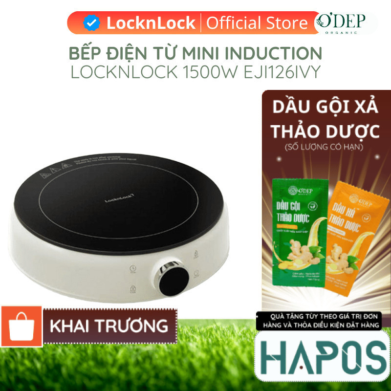 Bếp điện từ LocknLock 1500W Mini Induction Cooker EJI126IVY , Hàng chính hãng - HAPOS HOF