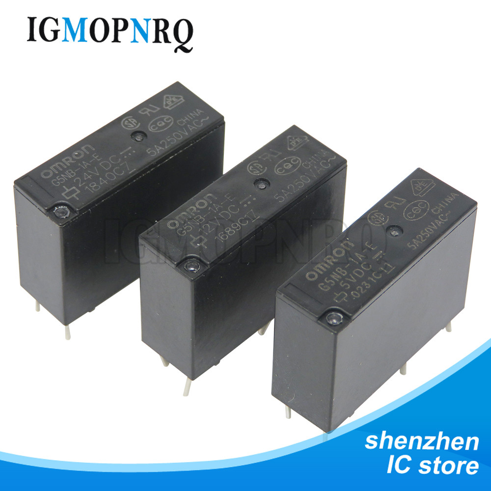 5 Chiếc 5V 12V 24V Rơ Le Nguồn G5NB-1A-E- 5VDC 12VDC 24VDC 5A 250VAC 4PIN