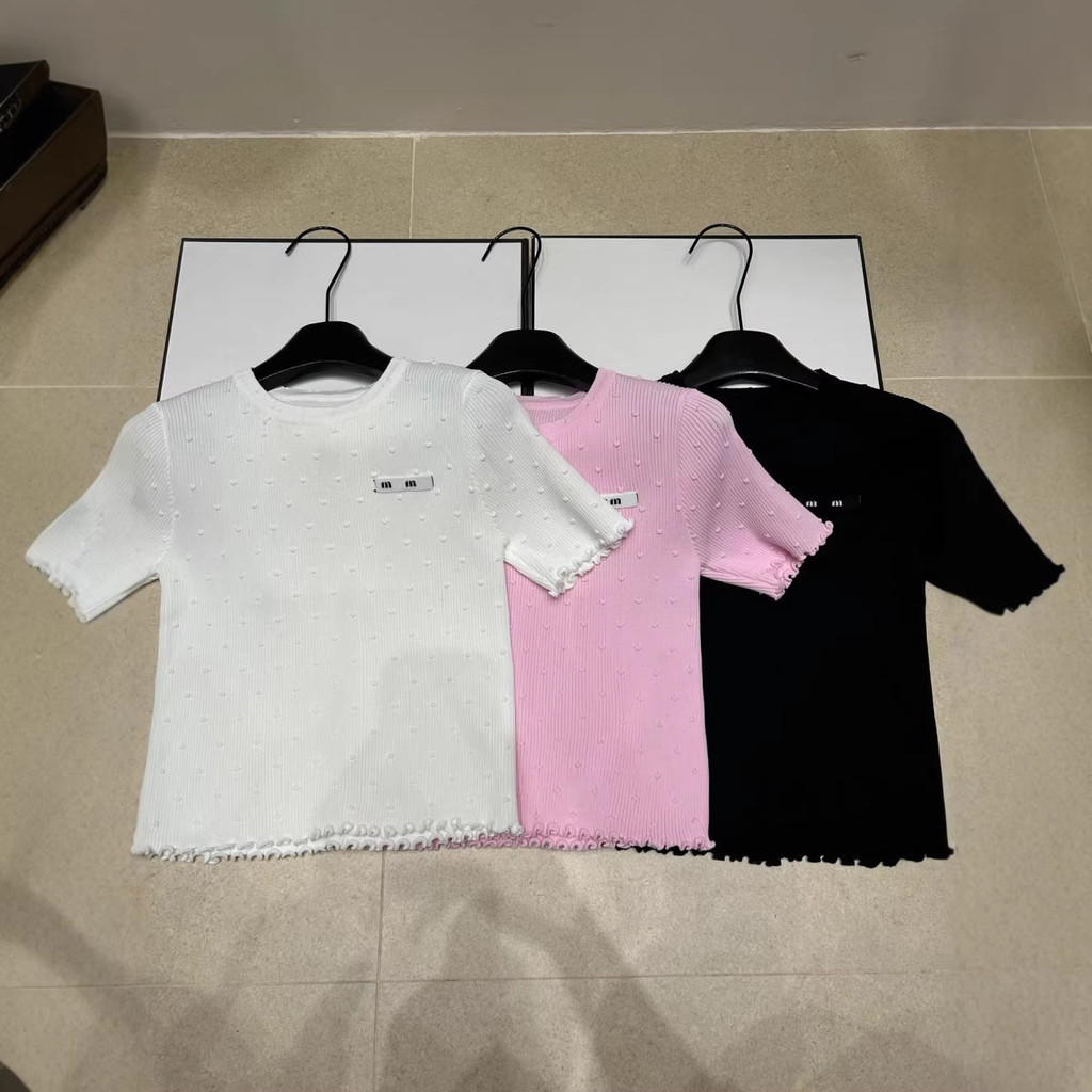 PDLT MIUMIU New women's fashion stylish and trendy short-sleeve clothing T Women's slim-fit versatil