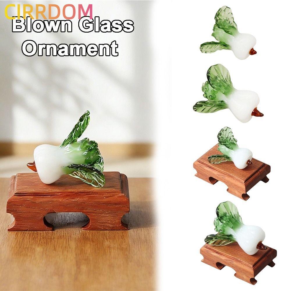 Trang trí bàn làm việc pha lê CIRRDOM, Bok Choy Shape Thiết kế thịnh vượng Kính Bok Choy, Kính thổi 
