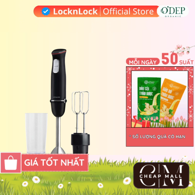 Máy xay cầm tay đa năng LocknLock Chính hãng Multi-purpose 2 in 1 Hand Blender màu đen EJM516BLK - C