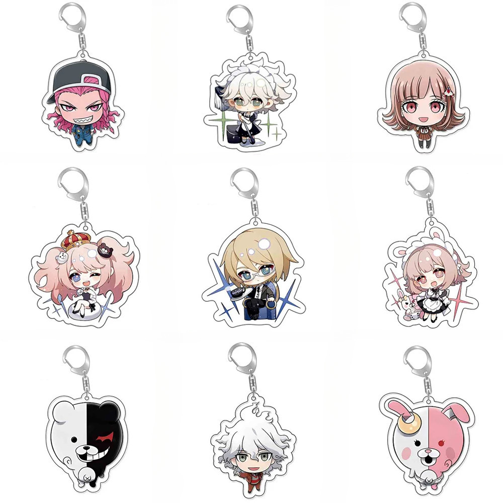 Monokuma Danganronpa Naegi Makoto Anime Keychain Cartoon Model Acrylic Keyring Bag Accessory Cute Gi