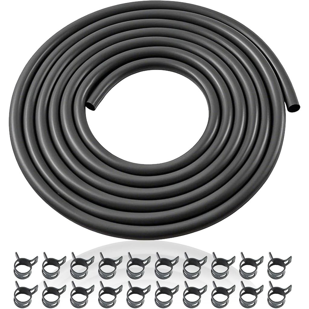 Ống dòng nhiên liệu ID 10 Feet 1 / 4 Inch Tương thích với Briggs & Stratton Kohler Kawasaki Động cơ Diesel khí nhỏ Máy cắt và máy phát điện Ống nhiên liệu cao su với 20 kẹp