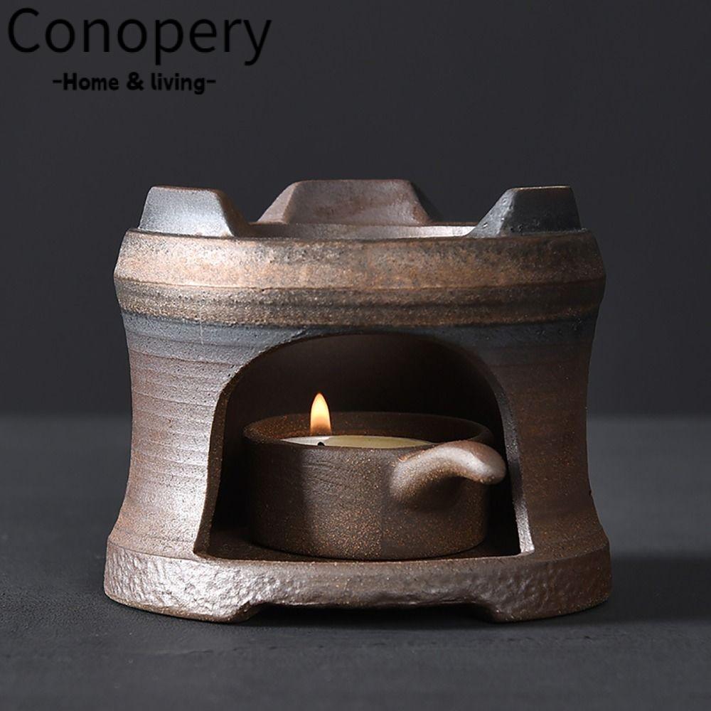 Ấm trà CONOPERY, Giá đỡ nến Bếp trà cổ điển, Đế sưởi ấm trà thủ công bằng gốm sứ