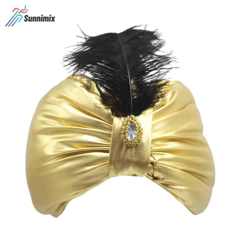 Ả Rập Ấn Độ Xếp Ly Turban Tóc Mũ Khăn Nam Sultan Trang Phục Xoắn Xếp Ly Thời Trang Ngộ nghĩnh Đảng M