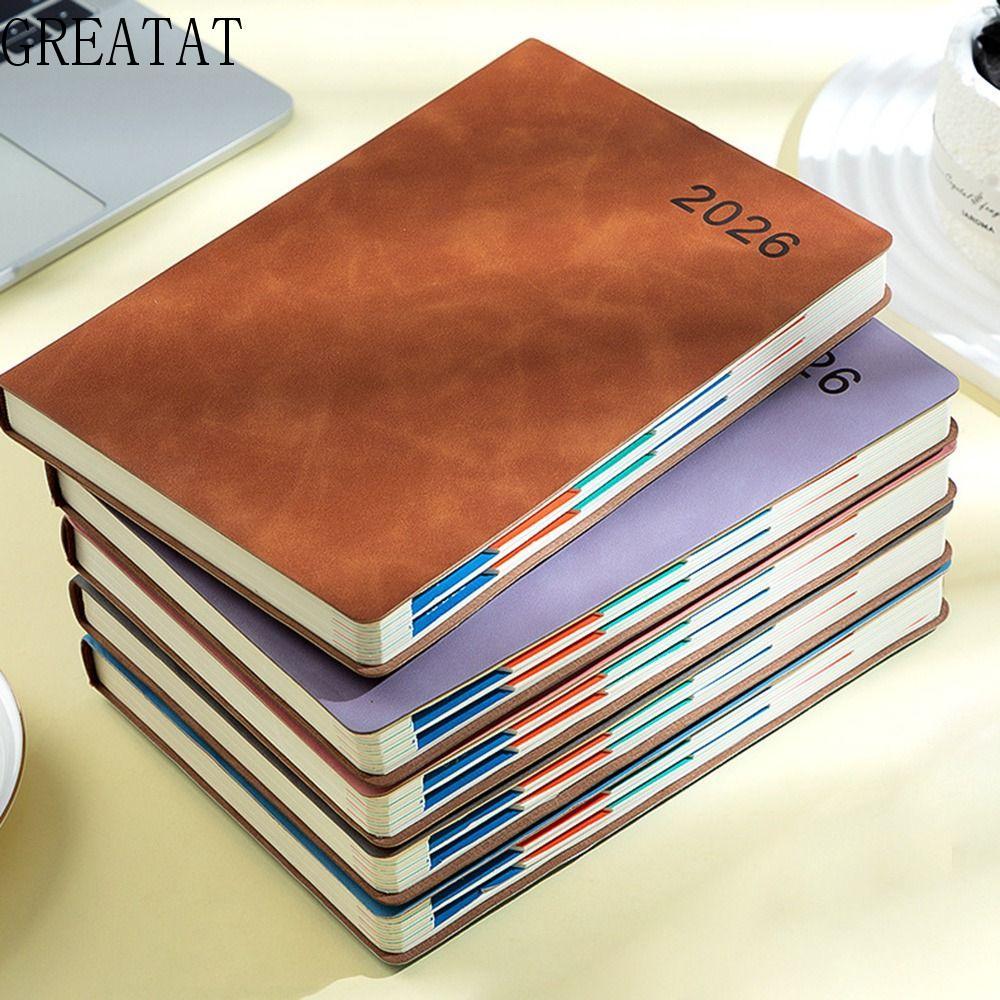 Công cụ lập kế hoạch hàng ngày GREAT, Sổ nhật ký 365 2026, Quà tặng Da A5 Size Notebook Office