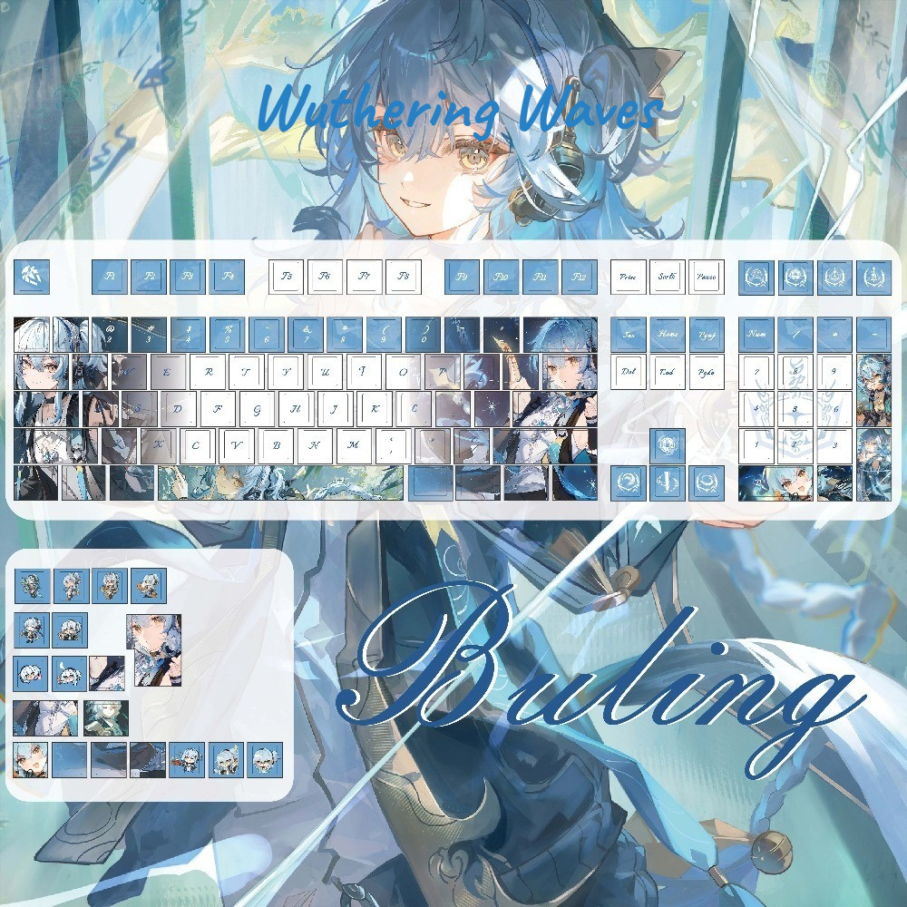 Gió hú Sóng Bu Ling Keycaps Cherry Profile PBT 120 Phím Anime Keycaps Nhuộm Thăng Hoa Wooting Aula F