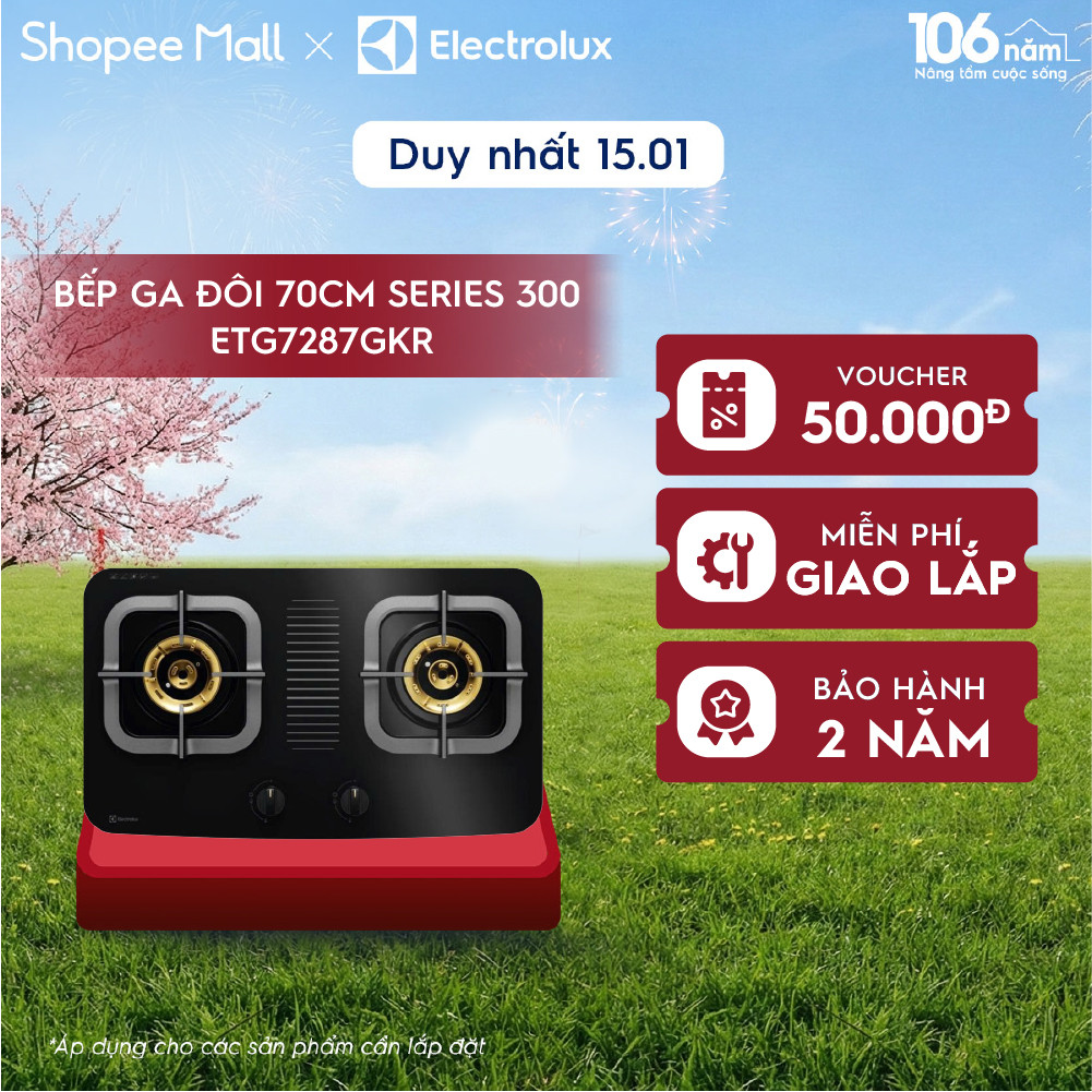 Free giao lắp - Bếp ga đôi Electrolux 70cm Series 300 với 2 vùng nấu 4.2kW/4.2kW có ngắt gas tự động
