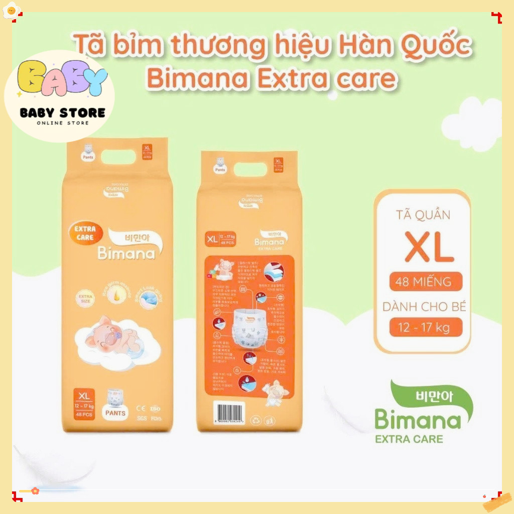 Tã/Bỉm Dán/Quần BIMANA EXTRA CARE Thấm Hút Tốt, Đủ Size Thấm hút tốt