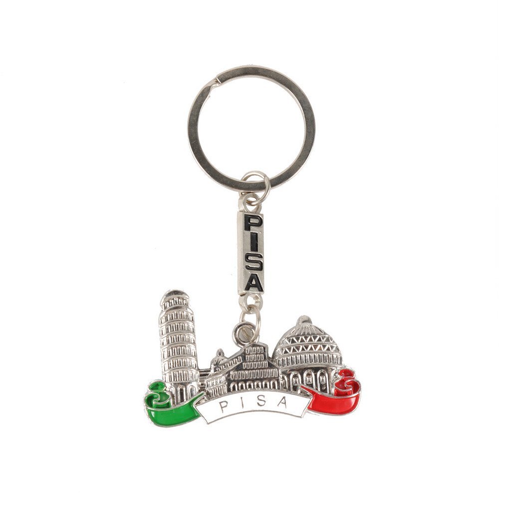 Ý Tháp nghiêng Pisa Móc khóa kim loại Du lịch sáng tạo Mặt dây chuyền kỷ niệm Thành phố độc đáo Land