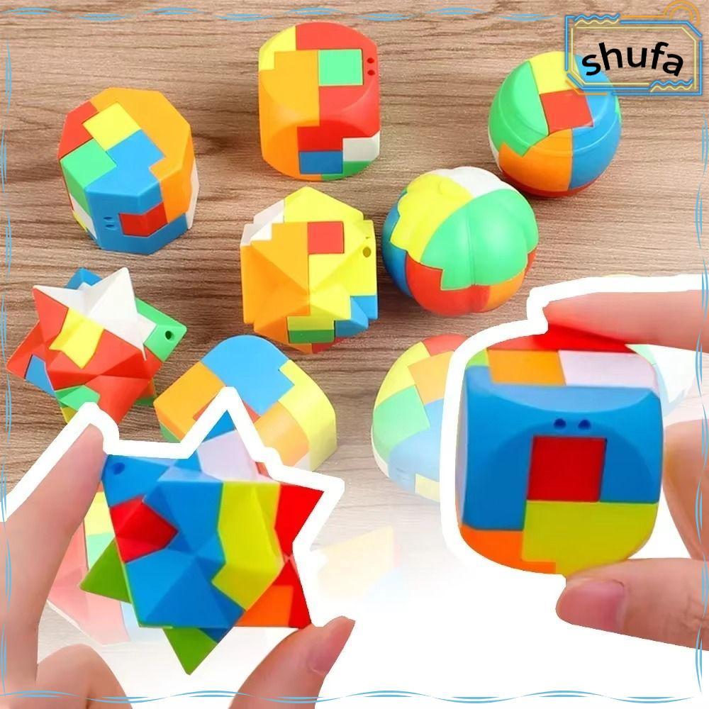 SHUFA Puzzle Luban Lock, Brain Teaser Game Nhựa Luban Puzzle Magic, Mini Antistress Luban Lock Set d