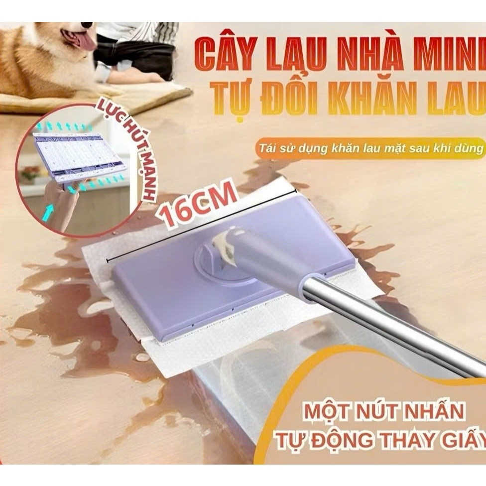 Cây Lau Nhà Kẹp Khăn Thông Minh 360 Độ