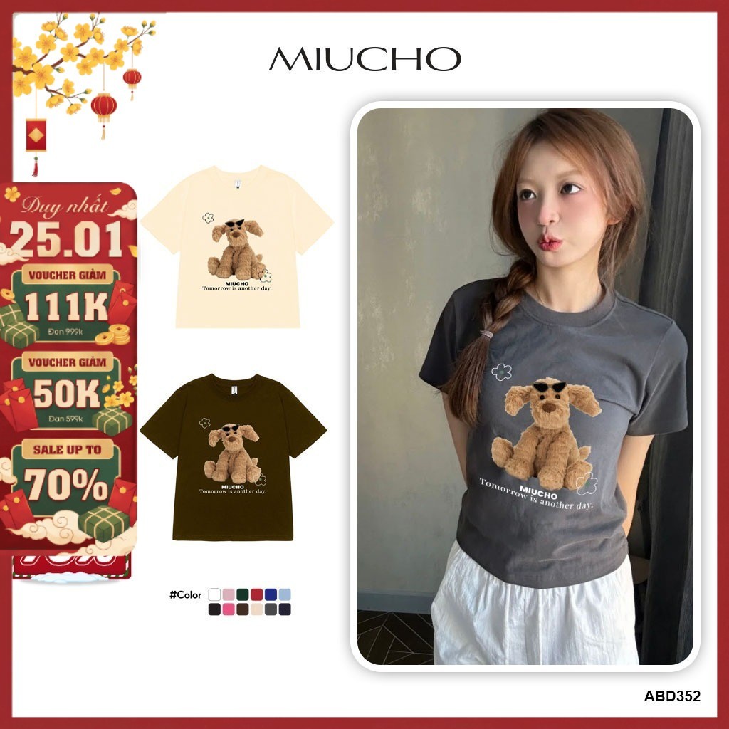 Áo baby tee ABD352 Miucho cổ tròn in graphic