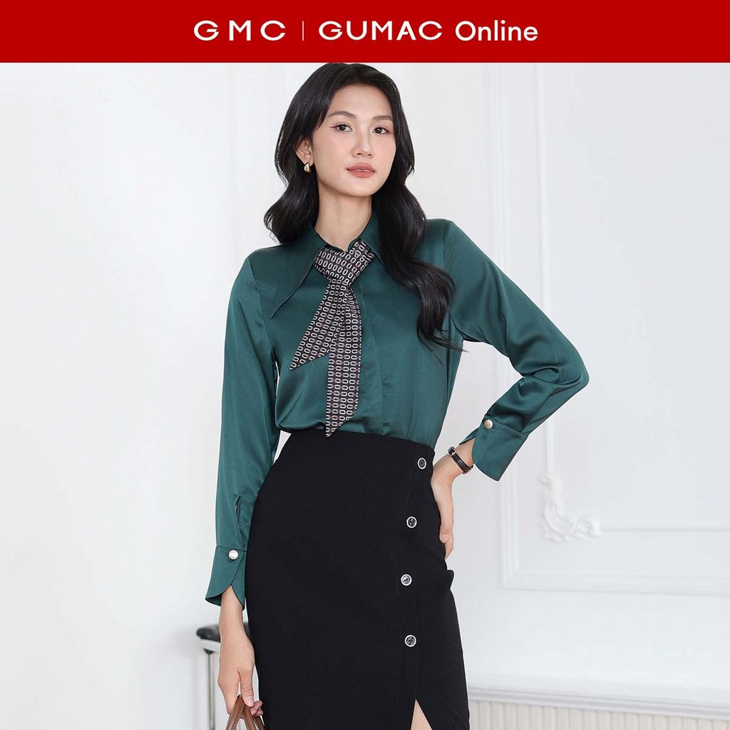 [MUA 2 GIẢM 25K] Áo sơ mi nữ công sở cổ kiểu dài nhọn nẹp giấu nút vải lụa mềm mát ít nhăn thời tran