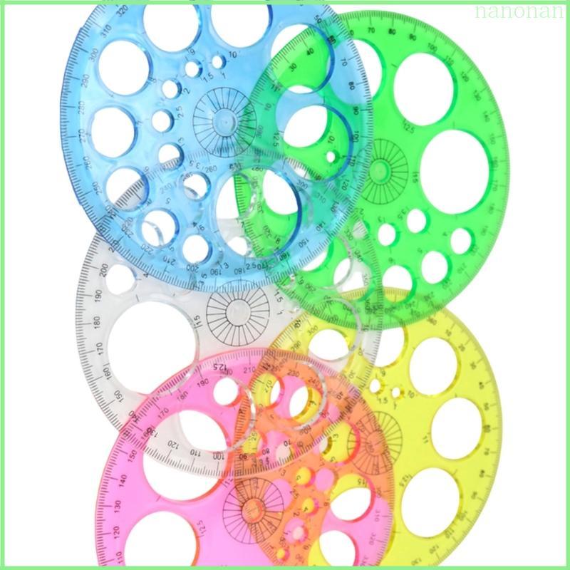 Nan 5 Chiếc Vòng Tròn 360 Độ Protractor Mẫu Hình Tròn Thước Toán Protractor Đa Năng Vòng Tròn Stenci