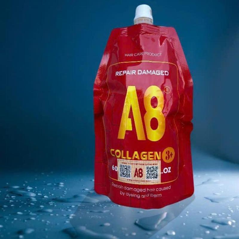 Máy hấp phục hồi tóc collagen A8 - dầu xả dùng sau khi gội đầu 600 ml - máy uốn tóc nóng collagen