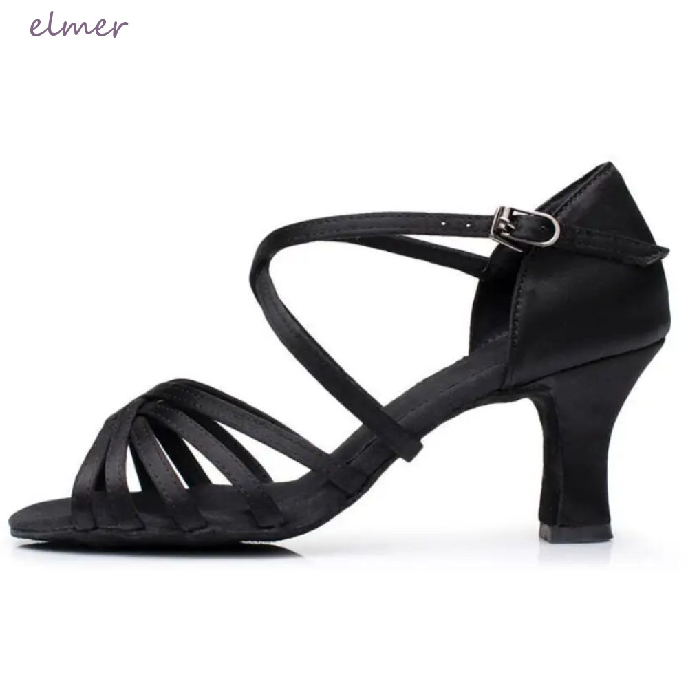 Giày Khiêu Vũ Latin Đen ELMER, Đế Mềm Giày Cao Gót 5cm Giày Nhảy Múa Chuyên Nghiệp, Giày Nhảy Múa Tr