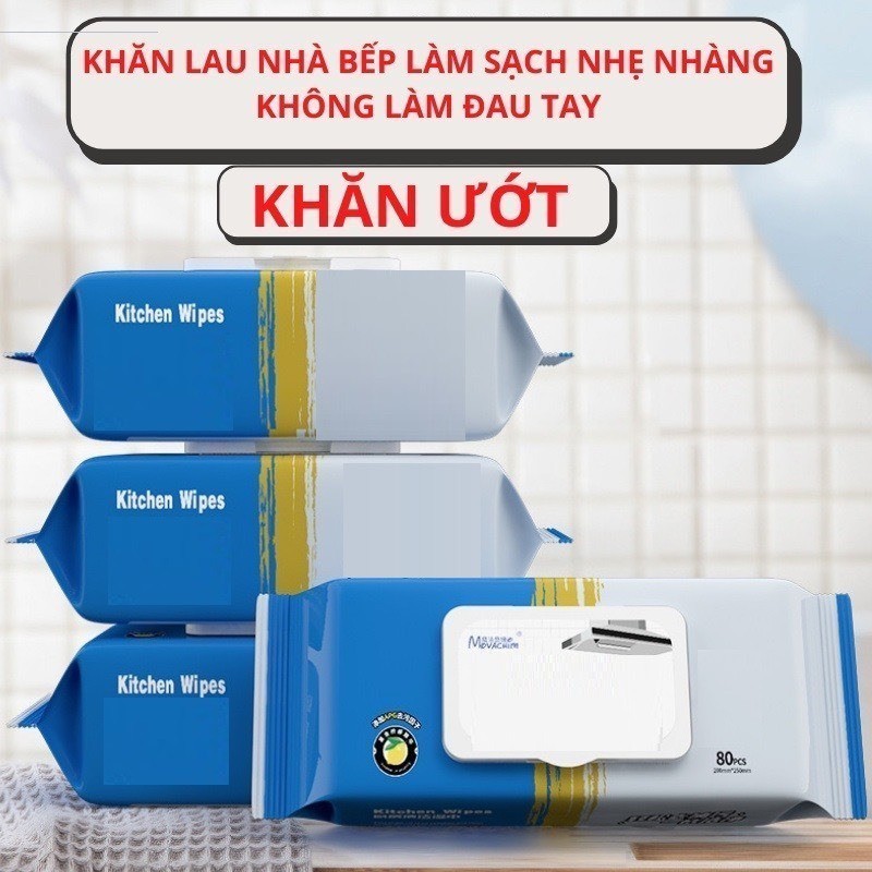 [Thùng 10 Gói] Khăn Ướt Lau bếp Đa Năng - Siêu Nhẹ, Sạch Sâu, Tiết Kiệm, an toàn