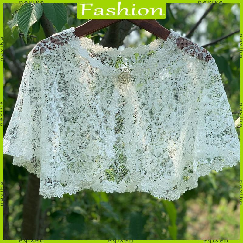 Áo bé gái ren bolero hoa với khăn choàng