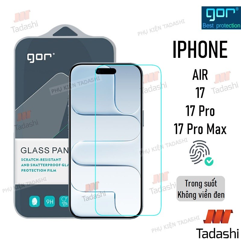 Kính Cường Lực Gor IPhone Air, Iphone 17 Pro Max/ 17 Pro/ 17/ 16 Pro Max/ 16 Pro Trong Suốt Cao Cấp 